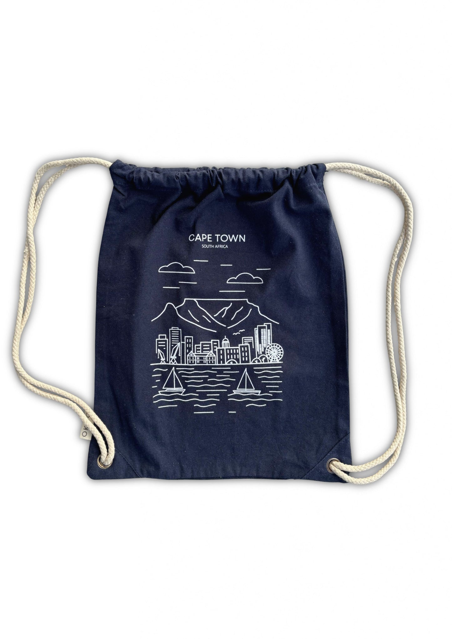 Cape Town Skyline- Navy Drawstring Bag