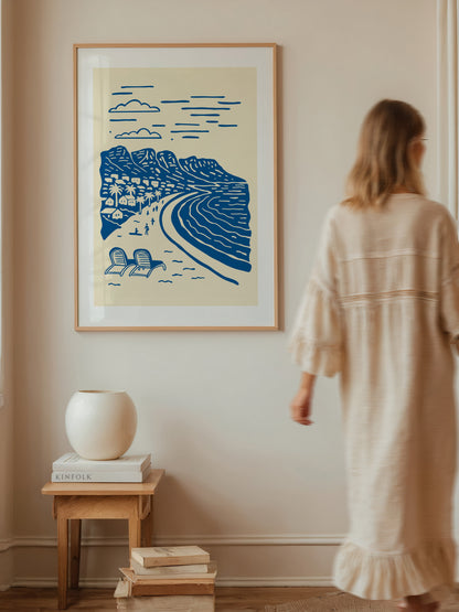 Camps Bay- Delft-Lino Style Art Print