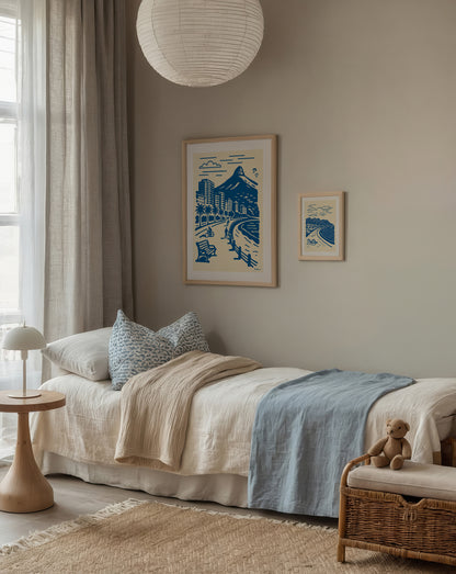 Sea Point, Cape Town- Delft-Lino Style Art Print