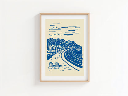 Camps Bay- Delft-Lino Style Art Print