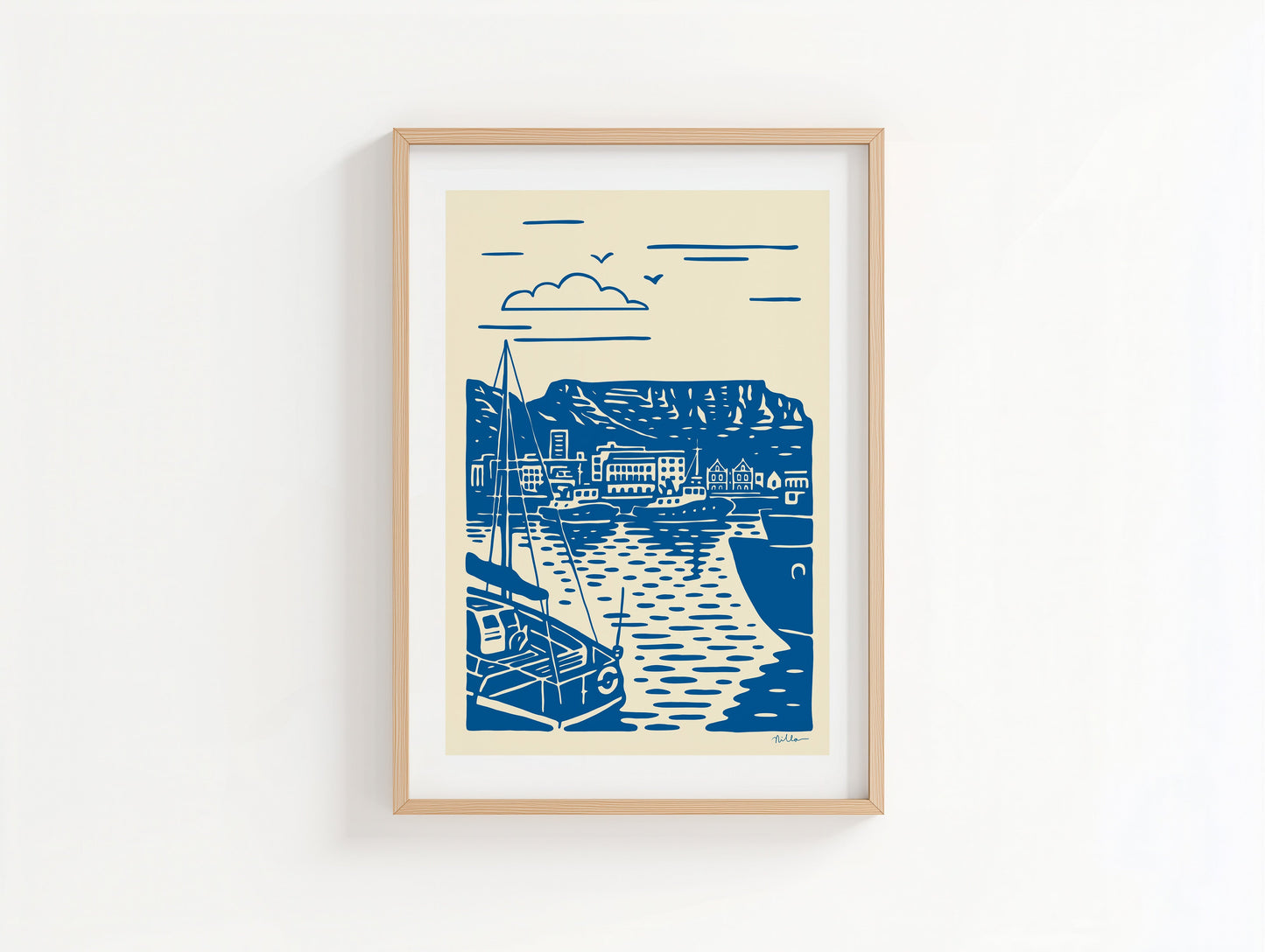Cape Town Waterfront- Delft-Lino Style Art Print