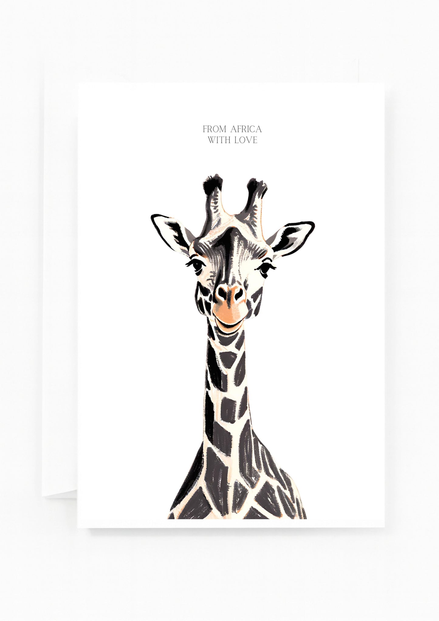African Giraffe, With Love- Greeting Card