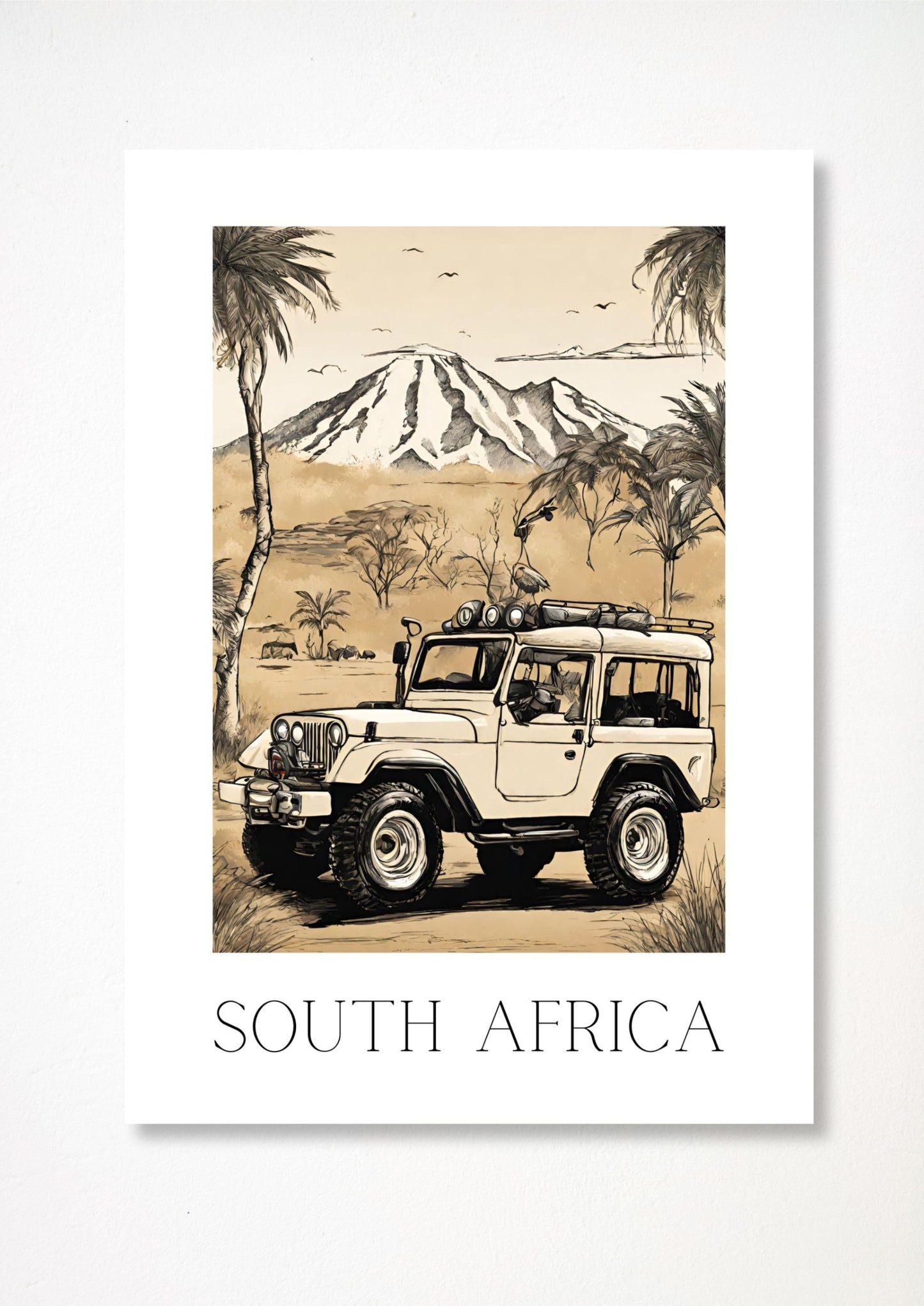 African Safari- Illustrated Art Print