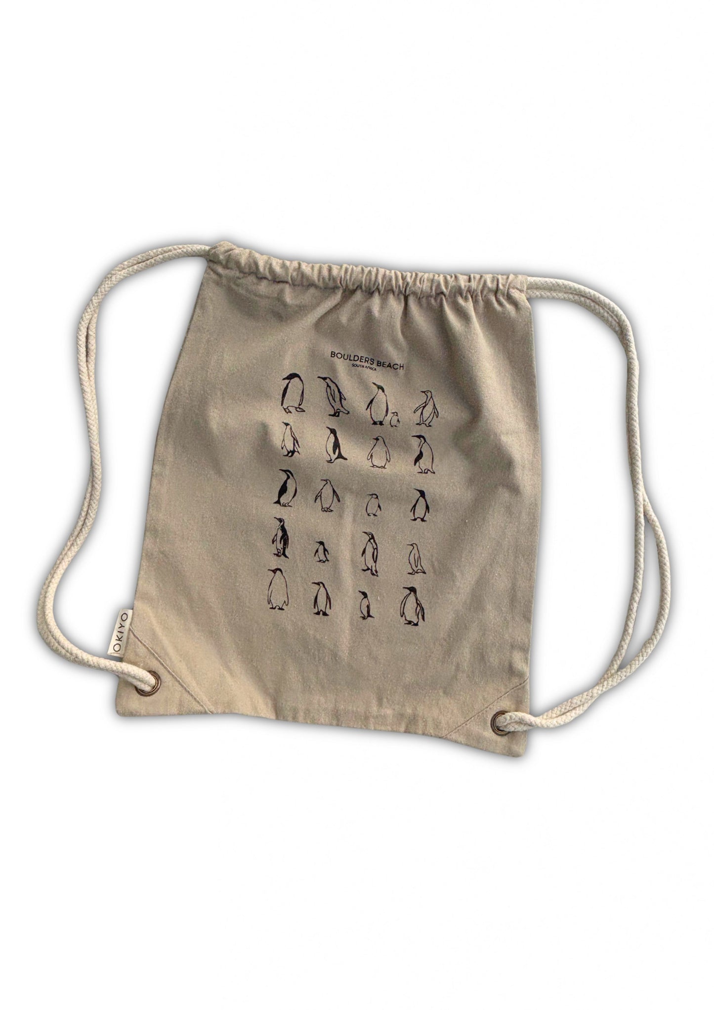 Boulders Beach Penguins- Stone Drawstring Bag